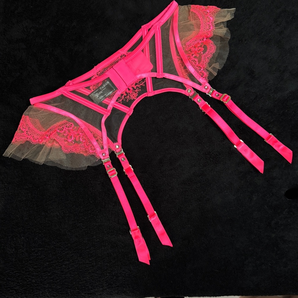 Honey Birdette Gabrielle Neon Pink Suspender XS - Picture 7 of 8